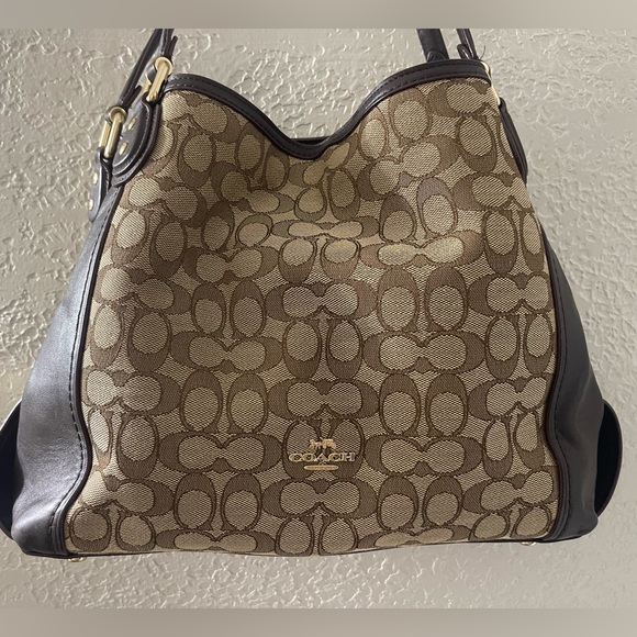 Vintage Y2K Coach Eddie Brown /Tan Signature Shoulder Bag - Picture 2 of 12